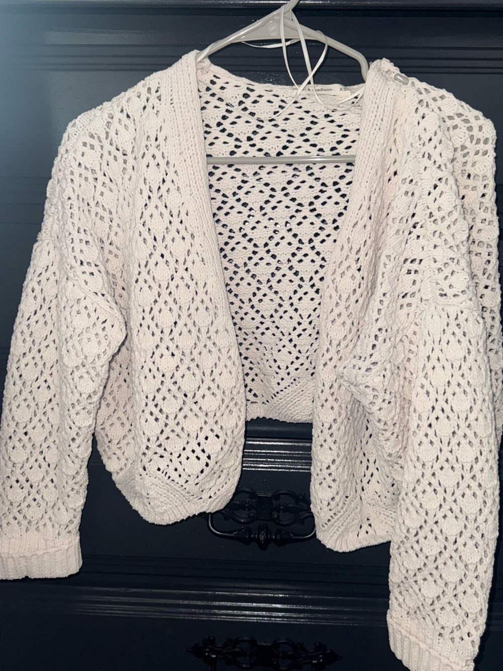 moon & madison Open-Knit Cream Crochet Cardigan